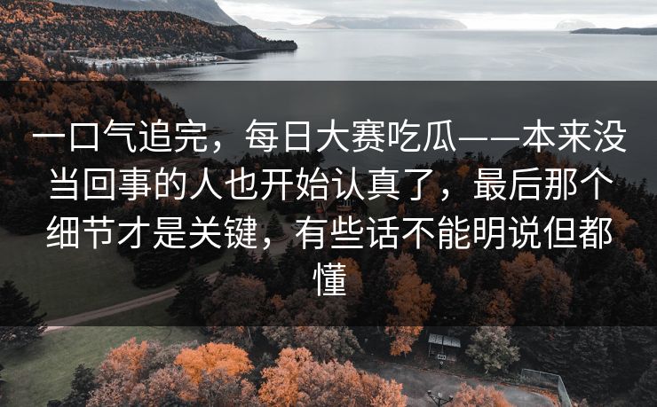 一口气追完，每日大赛吃瓜——本来没当回事的人也开始认真了，最后那个细节才是关键，有些话不能明说但都懂
