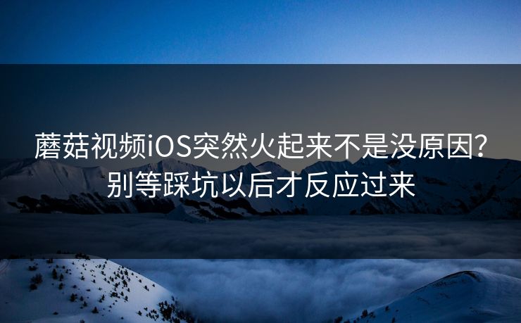 蘑菇视频iOS突然火起来不是没原因？别等踩坑以后才反应过来