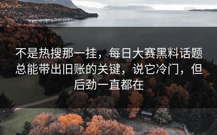 不是热搜那一挂，每日大赛黑料话题总能带出旧账的关键，说它冷门，但后劲一直都在